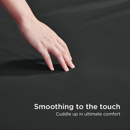 2000TC Hotel Quality Fitted Sheets - 2 Piece Fitted Sheets  -Breathable Bedding - Wrinkle, Fade, Stain Resistant- 16inch/40cm Deep Pocket Fitted Bed Sheets-Wrinkle and Fade Resistant,(Black,Queen)