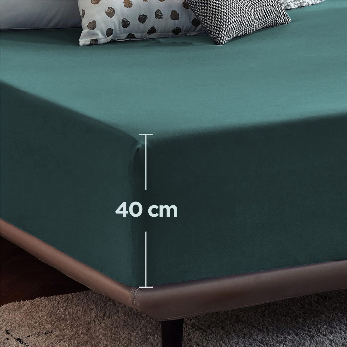2000TC Hotel Quality Fitted Sheets - 2 Piece Fitted Sheets  -Breathable Bedding - Wrinkle, Fade, Stain Resistant- 16inch/40cm Deep Pocket Fitted Bed Sheets-Wrinkle and Fade Resistant,(Biscay blue,Queen)