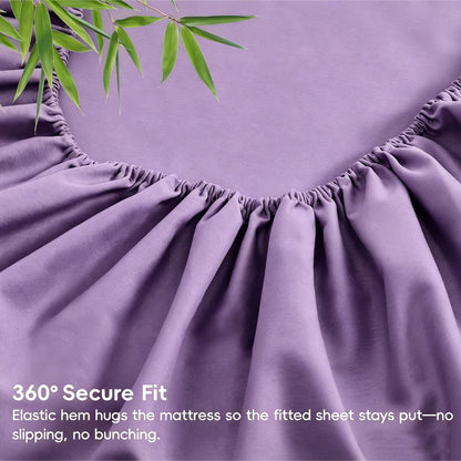 4 Piece Ultra Soft Bamboo Breathable Sheet Set -Hotel 2000TC Breathable Bed Sheets Set with 40 Centimetre Deep Pocket-Breathable Sheets for Hot Sleepers(Purple,Super King)