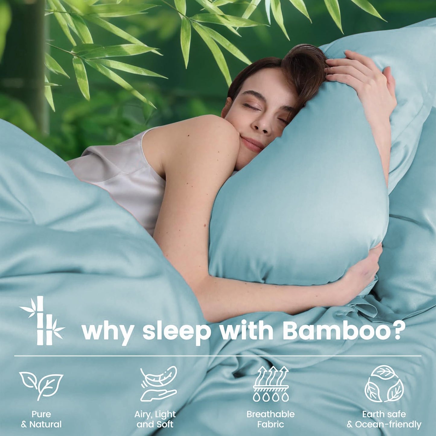 4 Piece Ultra Soft Bamboo Breathable Sheet Set -Hotel 2000TC Breathable Bed Sheets Set with 40 Centimetre Deep Pocket-Breathable Sheets for Hot Sleepers(Sky Blue,Super King)