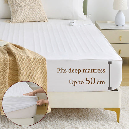 Heated Mattress Pad - Bedding Electric Blanket with 9 Heat Setting & 9-Hour Auto Off, Heated Mattress Pad-Machine Washable Fully Fitted Heating Pad with Overheat Protection , 800GSM Non Woven Fabric-fitted sheet cover((Double)