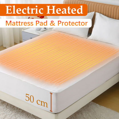 Heated Mattress Pad - Bedding Electric Blanket with 9 Heat Setting & 9-Hour Auto Off, Heated Mattress Pad-Machine Washable Fully Fitted Heating Pad with Overheat Protection , 800GSM Non Woven Fabric-fitted sheet cover(King Single)