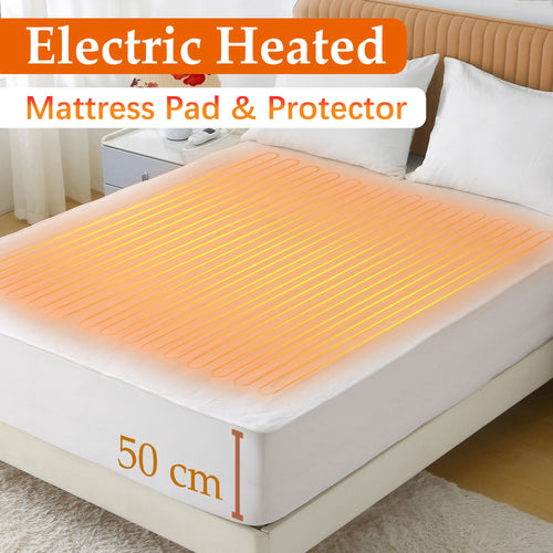 Heated Mattress Pad - Bedding Electric Blanket with 9 Heat Setting & 9-Hour Auto Off, Heated Mattress Pad-Machine Washable Fully Fitted Heating Pad with Overheat Protection , 800GSM Non Woven Fabric-fitted sheet cover(Super King)