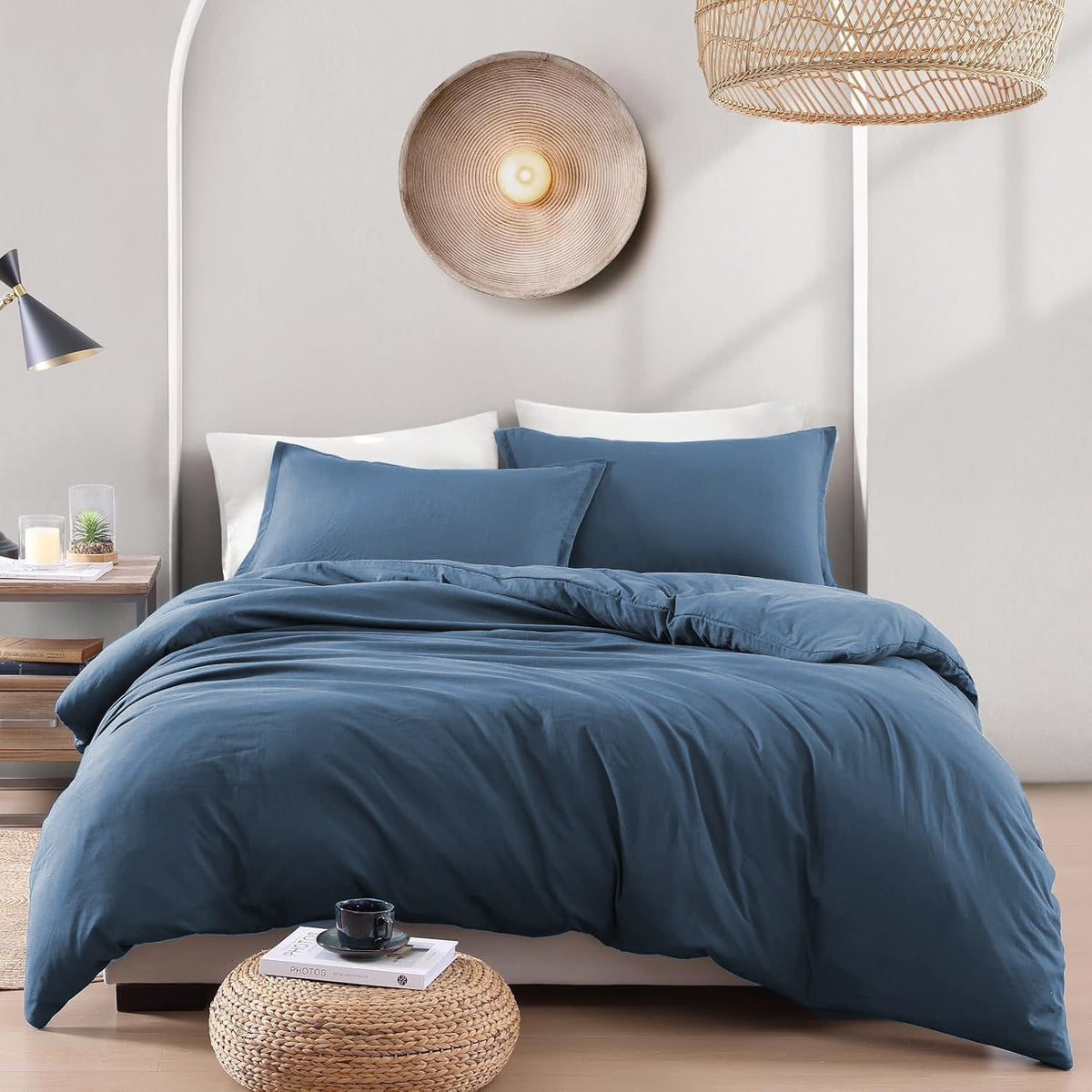 Hotel Soft Microfiber Duvet Cover Set-2000TC Quilt Cover Set & Pillowcases -1 Donna Cover Zipper Closure & 1 x Pillowcases-Breathable Bedding - Wrinkle, Fade, Stain Resistant(Ocean,King)