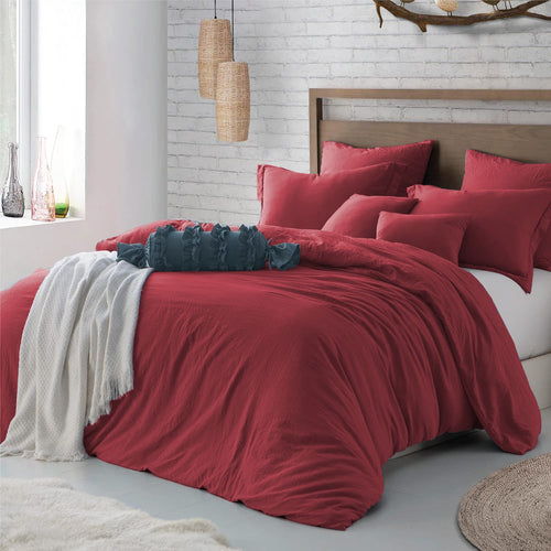 Hotel Soft Microfiber Duvet Cover Set-2000TC Quilt Cover Set & Pillowcases -1 Donna Cover Zipper Closure & 1 x Pillowcases-Breathable Bedding - Wrinkle, Fade, Stain Resistant(Red,Queen)