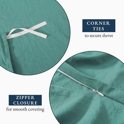 Hotel Soft Microfiber Duvet Cover Set-2000TC Quilt Cover Set & Pillowcases -1 Donna Cover Zipper Closure & 1 x Pillowcases-Breathable Bedding - Wrinkle, Fade, Stain Resistant(Biscay blue,Queen)