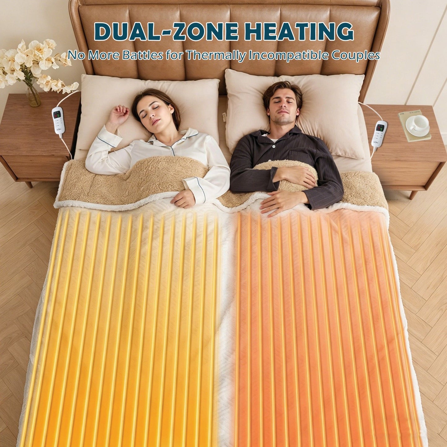 Heated Mattress Pad - Bedding Electric Blanket with 9 Heat Setting & 9-Hour Auto Off, Heated Mattress Pad-Machine Washable Fully Fitted Heating Pad with Overheat Protection , 800GSM Non Woven Fabric-fitted sheet cover((Double)