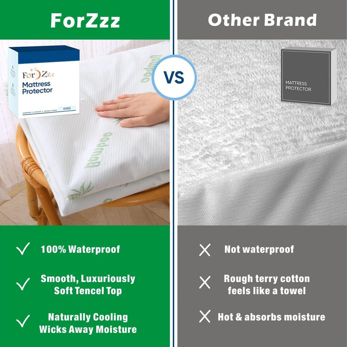 Bamboo Mattress Protector,Breathable Waterproof Mattress Cover,3D Air Fabric Cooling Bed Pad Cover, Deep Pocket 40cm(King Single,Green)