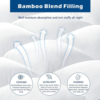 1000GSM Mattress Topper Viscose Derived from Bamboo, Thick Pillowtop Fitted Mattress Cover with 45cm Deep Skirt - Machine Washable Hypoallergenic（Single,white）