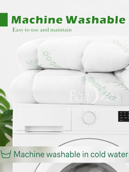 800GSM Mattress Topper Viscose Derived from Bamboo, Thick Pillowtop Fitted Mattress Cover with 45cm Deep Skirt - Machine Washable Hypoallergenic（Single,Green）