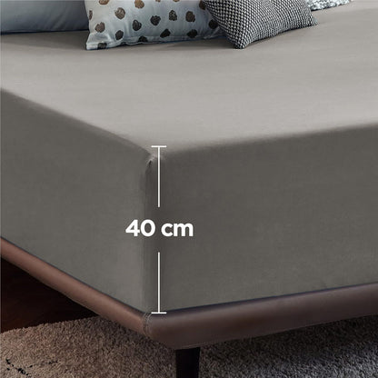 2000TC Hotel Quality Fitted Sheets - 2 Piece Fitted Sheets  -Breathable Bedding - Wrinkle, Fade, Stain Resistant- 16inch/40cm Deep Pocket Fitted Bed Sheets-Wrinkle and Fade Resistant,(Grey,Double)