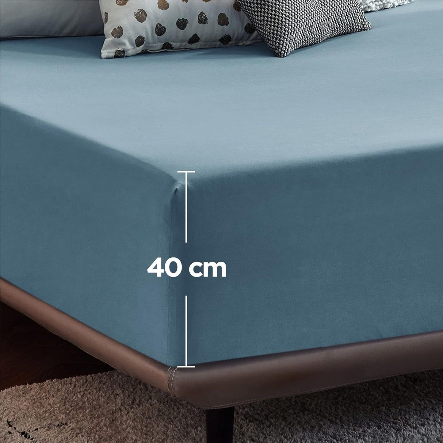 2000TC Hotel Quality Fitted Sheets - 2 Piece Fitted Sheets  -Breathable Bedding - Wrinkle, Fade, Stain Resistant- 16inch/40cm Deep Pocket Fitted Bed Sheets-Wrinkle and Fade Resistant,(Ocean,Queen)