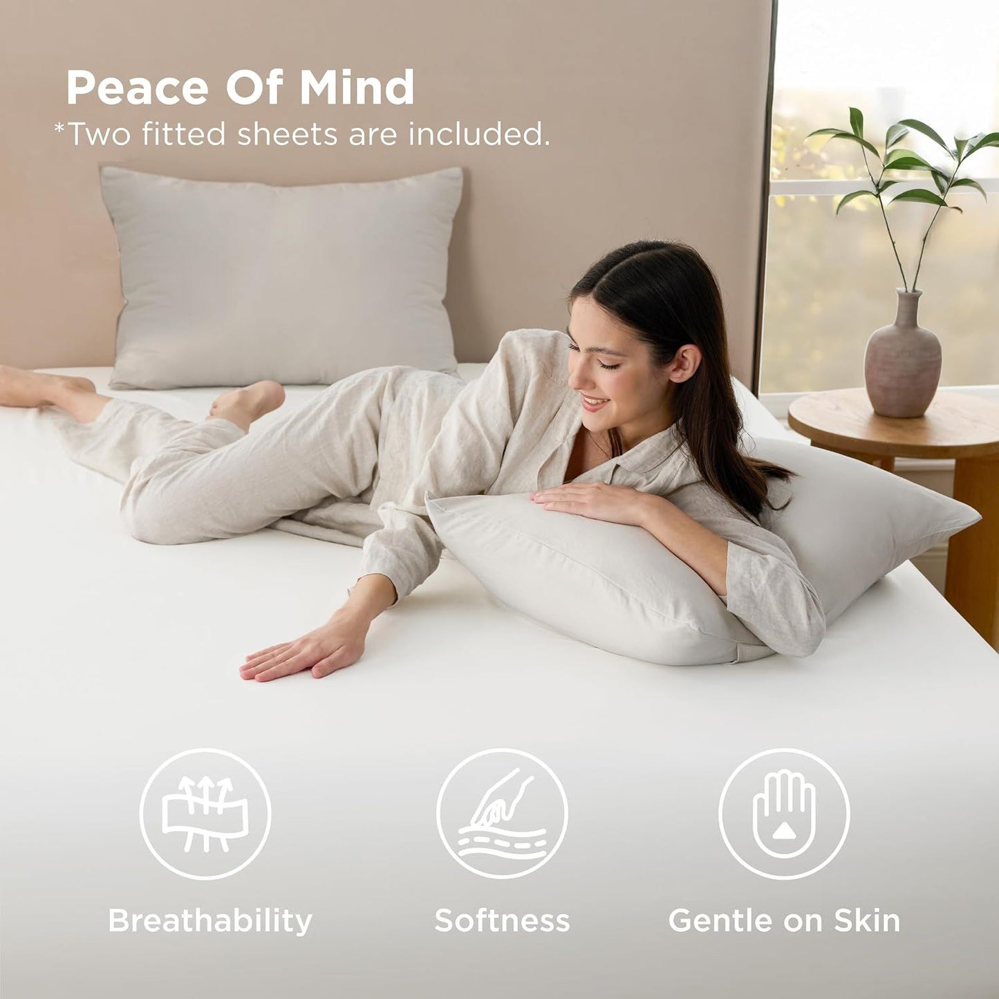 Hotel Soft Bed Sheet Set- Bedding Sheets & Pillowcases -Breathable Bedding - Wrinkle, Fade, Stain Resistant-Deep Pocket Flat Fitted Bed Sheet Set(Raw white,Double)