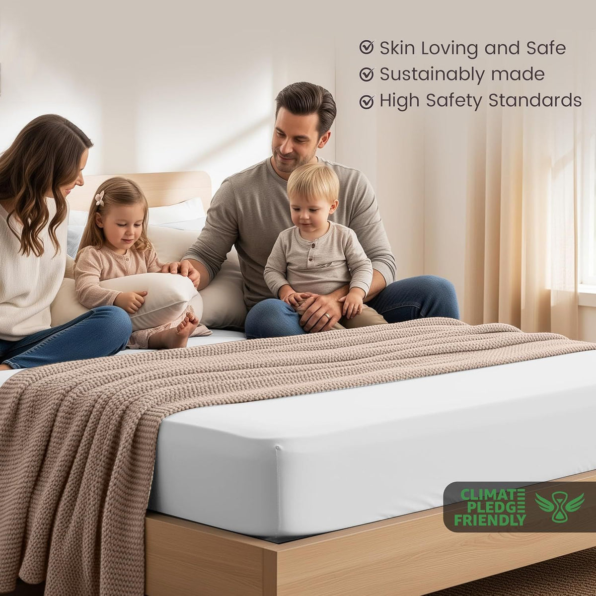 Hotel Quality Fitted Sheet - 1 Piece Fitted Sheet  -Breathable Bedding - Wrinkle, Fade, Stain Resistant- 16inch/40cm Deep Pocket Fitted Bed Sheet-Wrinkle and Fade Resistant,(White,Double)