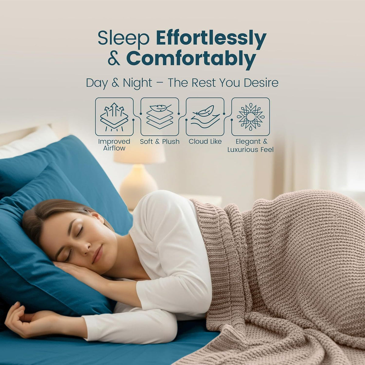 Hotel Quality Fitted Sheet - 1 Piece Fitted Sheet  -Breathable Bedding - Wrinkle, Fade, Stain Resistant- 16inch/40cm Deep Pocket Fitted Bed Sheet-Wrinkle and Fade Resistant,(Biscay blue,Double)