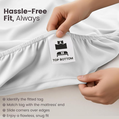 Hotel Quality Fitted Sheet - 1 Piece Fitted Sheet  -Breathable Bedding - Wrinkle, Fade, Stain Resistant- 16inch/40cm Deep Pocket Fitted Bed Sheet-Wrinkle and Fade Resistant,(White,King)