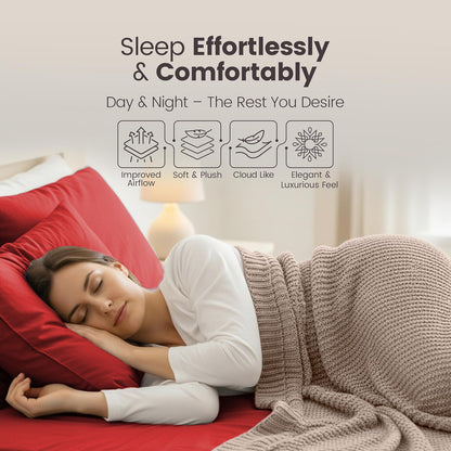Hotel Quality Fitted Sheet - 1 Piece Fitted Sheet  -Breathable Bedding - Wrinkle, Fade, Stain Resistant- 16inch/40cm Deep Pocket Fitted Bed Sheet-Wrinkle and Fade Resistant,(Red,King)