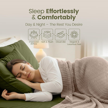 Hotel Quality Fitted Sheet - 1 Piece Fitted Sheet  -Breathable Bedding - Wrinkle, Fade, Stain Resistant- 16inch/40cm Deep Pocket Fitted Bed Sheet-Wrinkle and Fade Resistant,(Olive green,King)