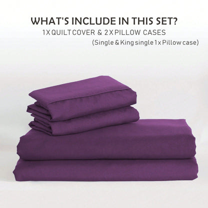 Hotel Soft Microfiber Duvet Cover Set-2000TC Quilt Cover Set & Pillowcases -1 Donna Cover Zipper Closure & 1 x Pillowcases-Breathable Bedding - Wrinkle, Fade, Stain Resistant(Purple,King Single)