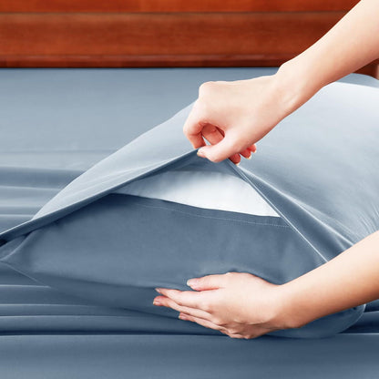 Hotel Soft Bed Sheet Set- Bedding Sheets & Pillowcases -Breathable Bedding - Wrinkle, Fade, Stain Resistant-Deep Pocket Flat Fitted Bed Sheet Set(Ocean,King Single)