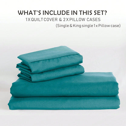 Hotel Soft Microfiber Duvet Cover Set-2000TC Quilt Cover Set & Pillowcases -1 Donna Cover Zipper Closure & 1 x Pillowcases-Breathable Bedding - Wrinkle, Fade, Stain Resistant(Biscay blue,Queen)