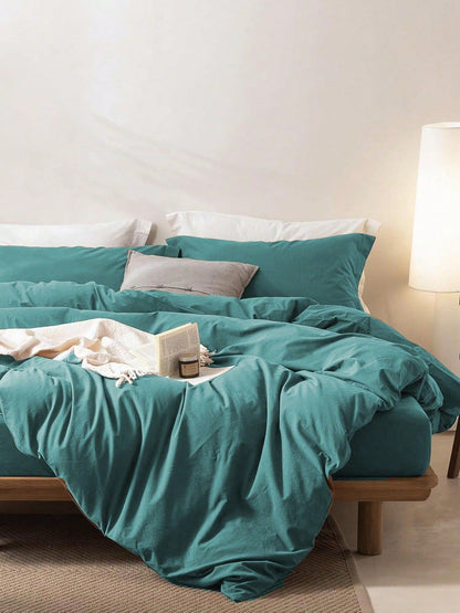 Hotel Soft Microfiber Duvet Cover Set-2000TC Quilt Cover Set & Pillowcases -1 Donna Cover Zipper Closure & 1 x Pillowcases-Breathable Bedding - Wrinkle, Fade, Stain Resistant(Biscay blue,Queen)