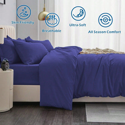 Hotel Soft Microfiber Duvet Cover Set-2000TC Quilt Cover Set & Pillowcases -1 Donna Cover Zipper Closure & 1 x Pillowcases-Breathable Bedding - Wrinkle, Fade, Stain Resistant(Royal blue,Single)