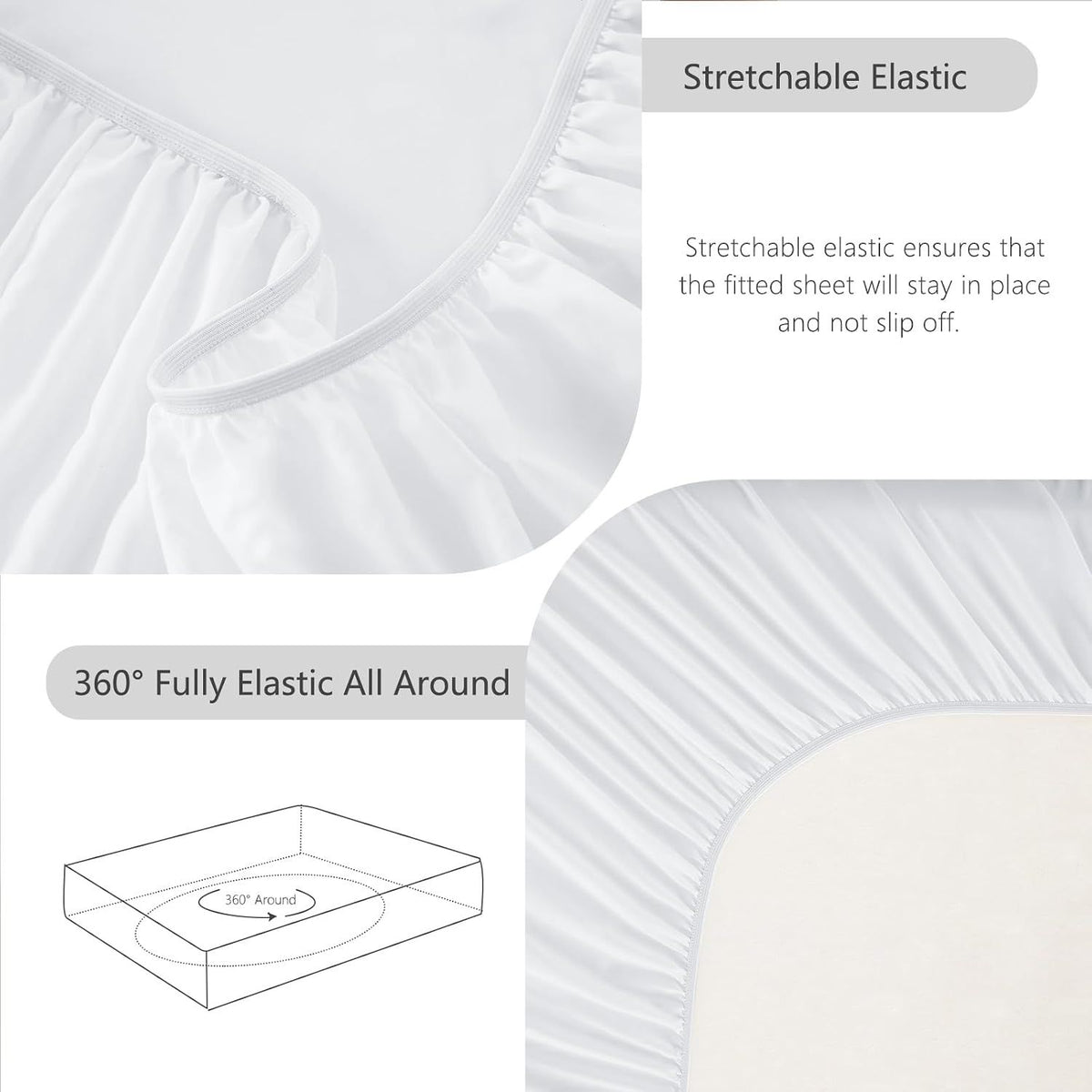 Hotel Soft Bed Sheet Set- Bedding Sheets & Pillowcases -Breathable Bedding - Wrinkle, Fade, Stain Resistant-Deep Pocket Flat Fitted Bed Sheet Set(Raw white,Single)