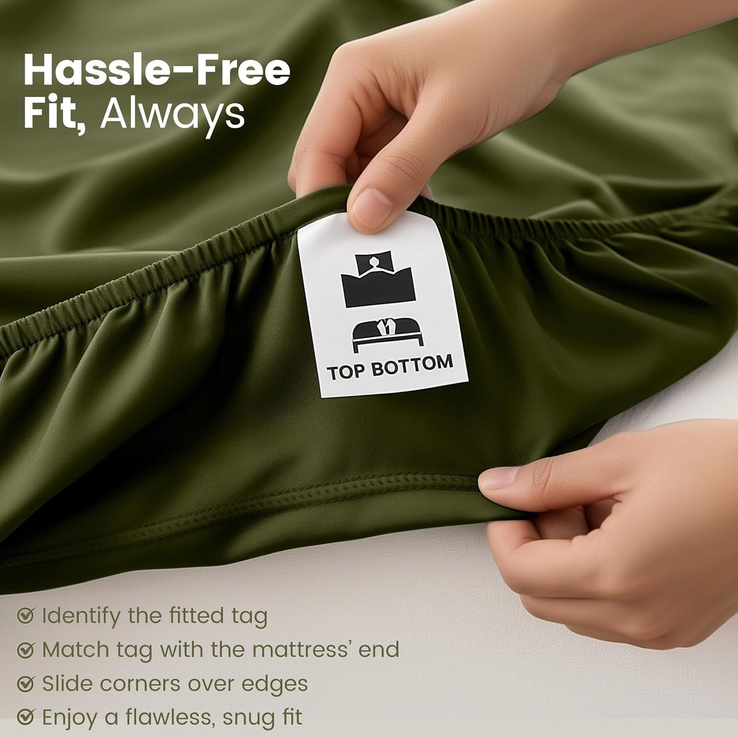 Hotel Quality Fitted Sheet - 1 Piece Fitted Sheet  -Breathable Bedding - Wrinkle, Fade, Stain Resistant- 16inch/40cm Deep Pocket Fitted Bed Sheet-Wrinkle and Fade Resistant,(Olive green,Super King)