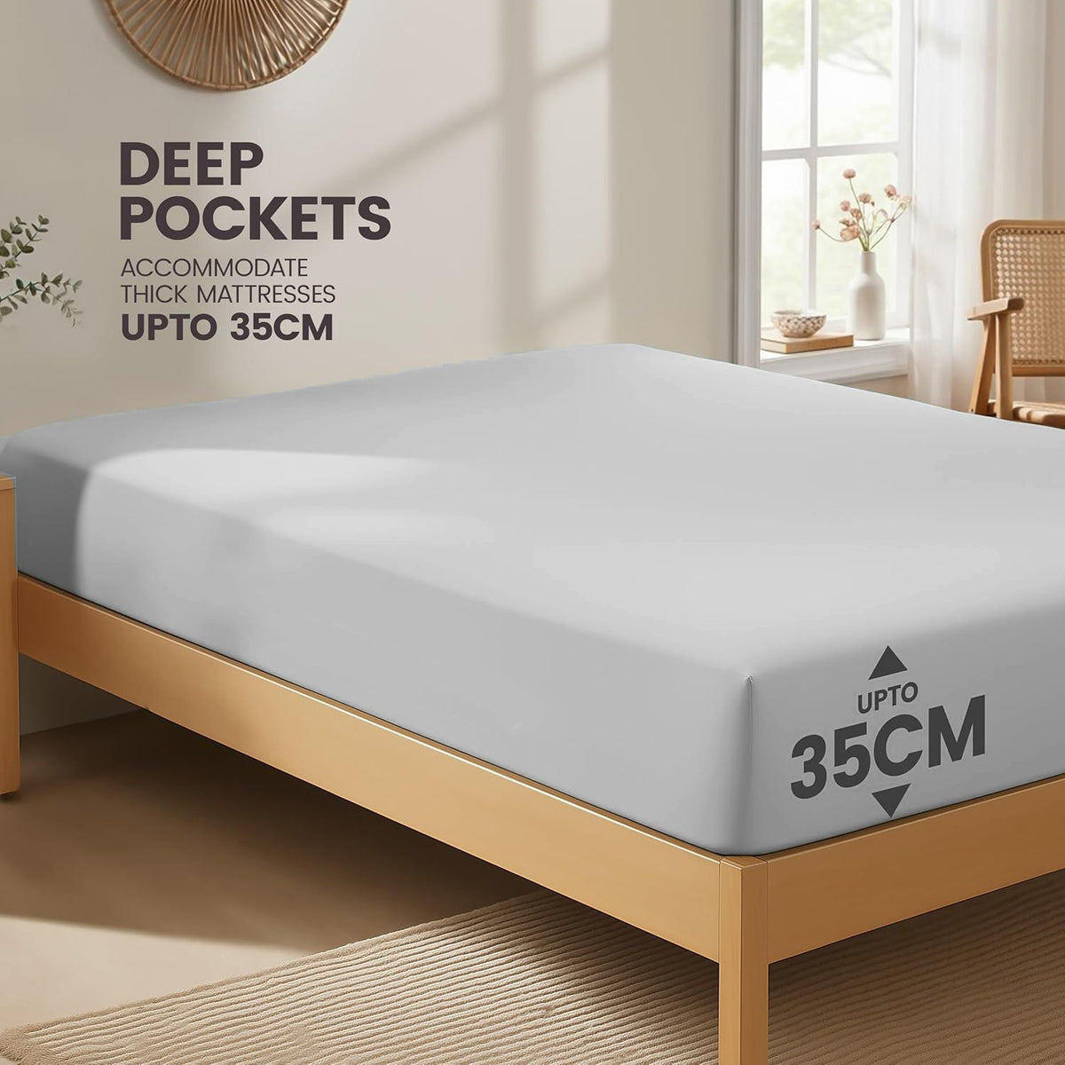 Hotel Quality Fitted Sheet - 1 Piece Fitted Sheet  -Breathable Bedding - Wrinkle, Fade, Stain Resistant- 16inch/40cm Deep Pocket Fitted Bed Sheet-Wrinkle and Fade Resistant,(Silver-gray,Super King)