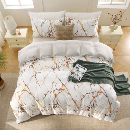 3 Piece Hotel Soft Microfiber Quilt Cover Set-2000TC Duvet/Donna Cover Set & Pillowcases -1 Quilt Cover Zipper Closure & 1 x Pillowcases-Breathable Bedding - Wrinkle, Fade, Stain Resistant(Marble Gleam,Double)