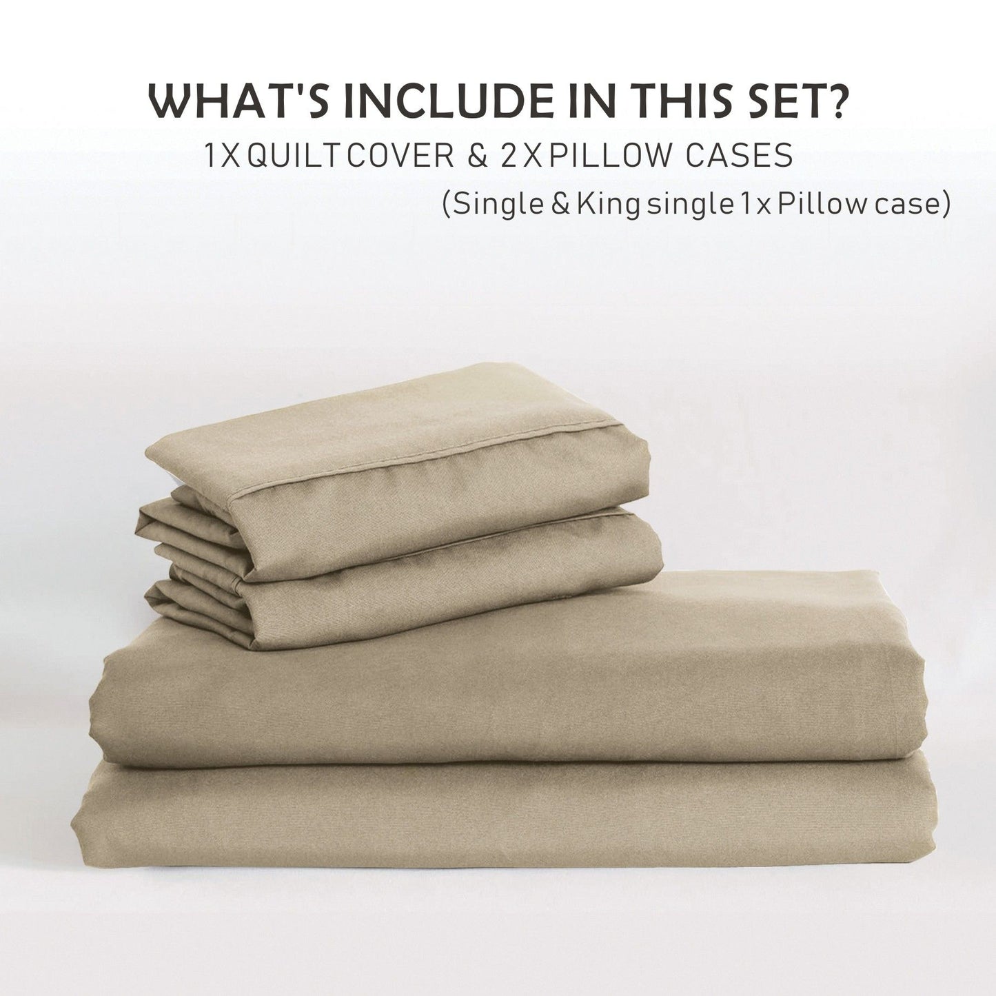 3 Piece Hotel Soft Microfiber Quilt Cover Set-2000TC Duvet/Donna Cover Set & Pillowcases -1 Quilt Cover Zipper Closure & 1 x Pillowcases-Breathable Bedding - Wrinkle, Fade, Stain Resistant(Camel Beige,Double)