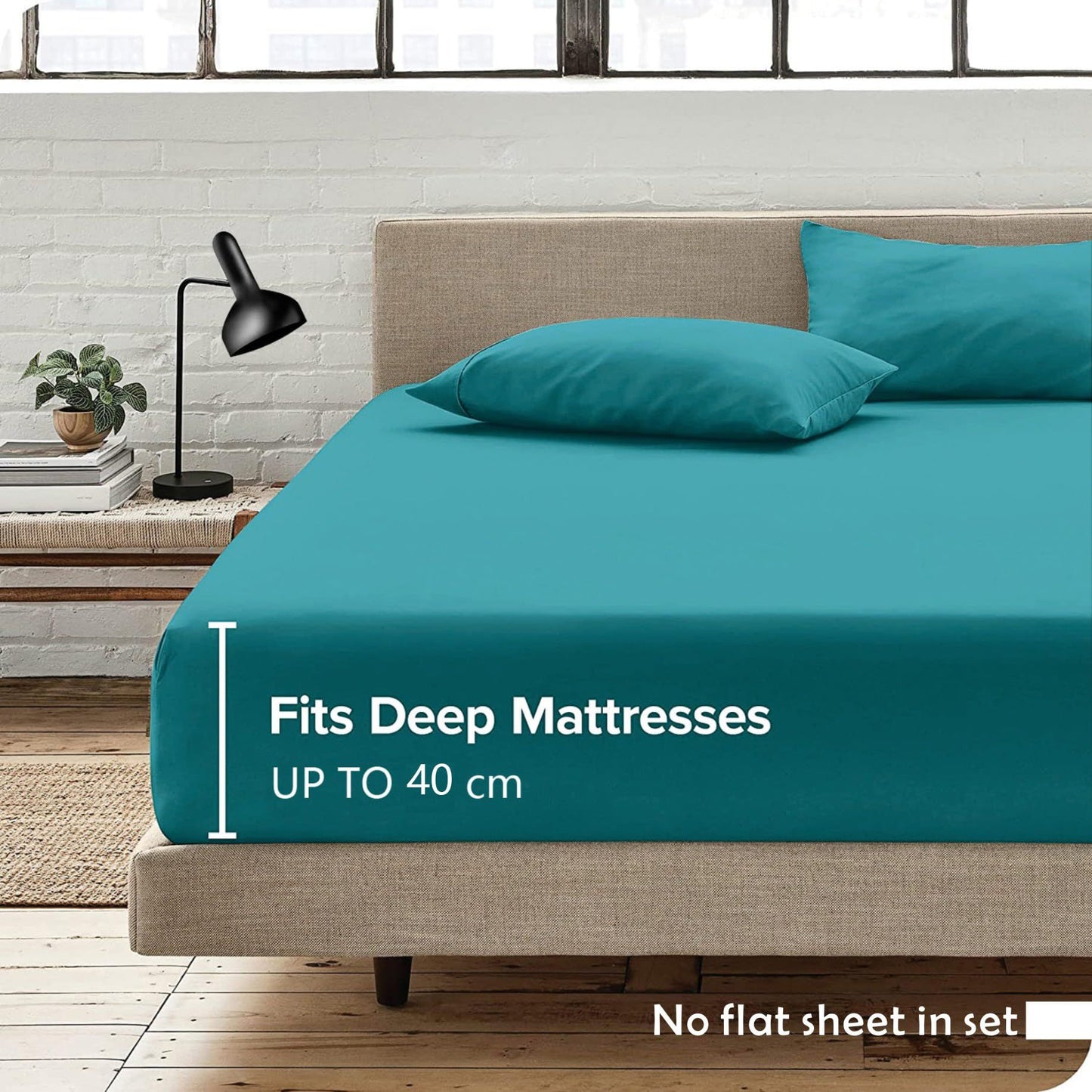 Hotel Quality Fitted Sheet - 1 Piece Fitted Sheet  -Breathable Bedding - Wrinkle, Fade, Stain Resistant- 16inch/40cm Deep Pocket Fitted Bed Sheet-Wrinkle and Fade Resistant,(Biscay blue,Double)