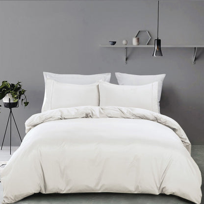 3 Piece Hotel Soft Microfiber Quilt Cover Set-2000TC Duvet/Donna Cover Set & Pillowcases -1 Quilt Cover Zipper Closure & 1 x Pillowcases-Breathable Bedding - Wrinkle, Fade, Stain Resistant(Raw white,King)