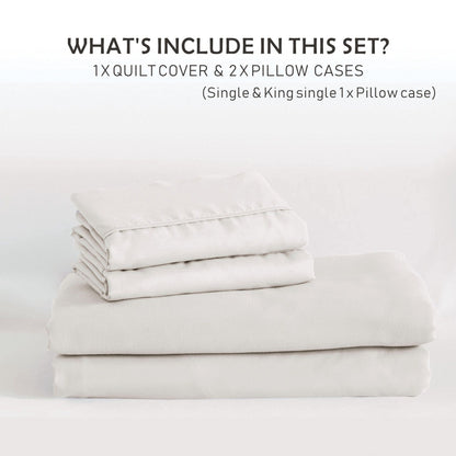 3 Piece Hotel Soft Microfiber Quilt Cover Set-2000TC Duvet/Donna Cover Set & Pillowcases -1 Quilt Cover Zipper Closure & 1 x Pillowcases-Breathable Bedding - Wrinkle, Fade, Stain Resistant(Raw white,King)
