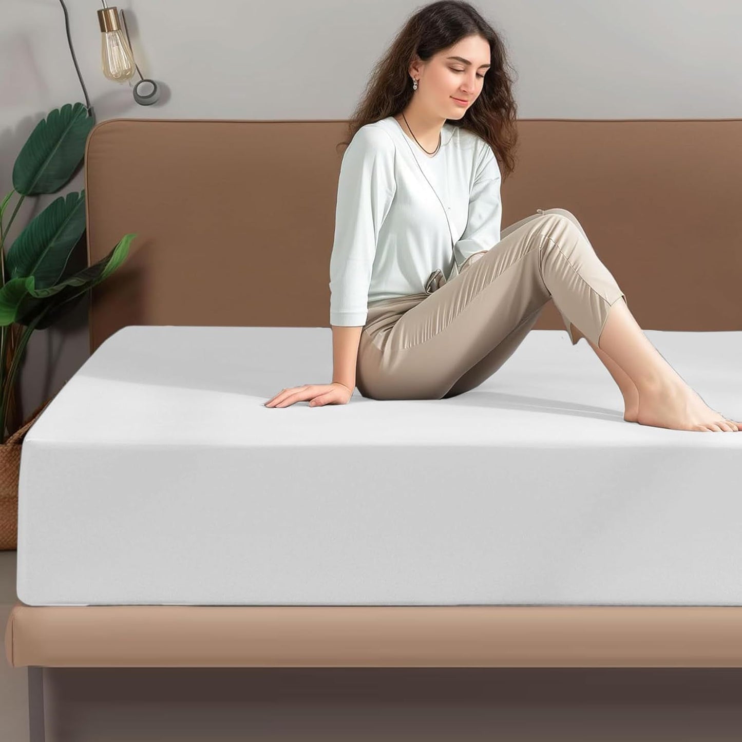 Hotel Quality Fitted Sheet - 1 Piece Fitted Sheet  -Breathable Bedding - Wrinkle, Fade, Stain Resistant- 16inch/40cm Deep Pocket Fitted Bed Sheet-Wrinkle and Fade Resistant,(White,King)