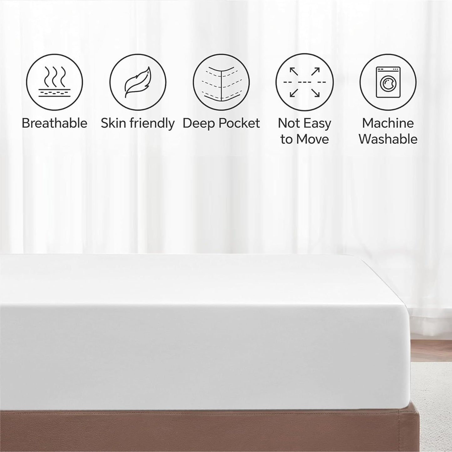 Hotel Quality Fitted Sheet - 1 Piece Fitted Sheet  -Breathable Bedding - Wrinkle, Fade, Stain Resistant- 16inch/40cm Deep Pocket Fitted Bed Sheet-Wrinkle and Fade Resistant,(White,King)