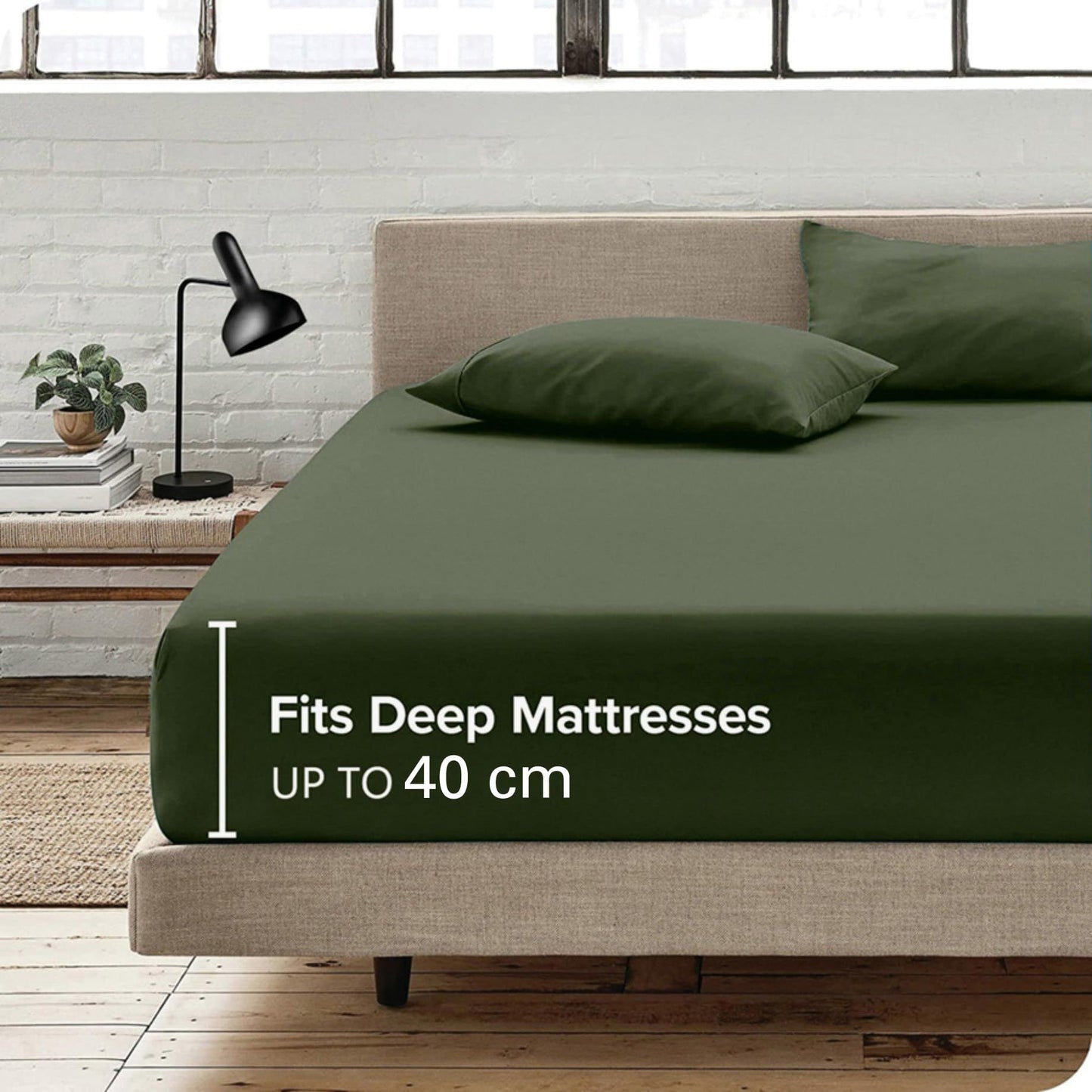 Hotel Quality Fitted Sheet - 1 Piece Fitted Sheet  -Breathable Bedding - Wrinkle, Fade, Stain Resistant- 16inch/40cm Deep Pocket Fitted Bed Sheet-Wrinkle and Fade Resistant,(Olive green,King)