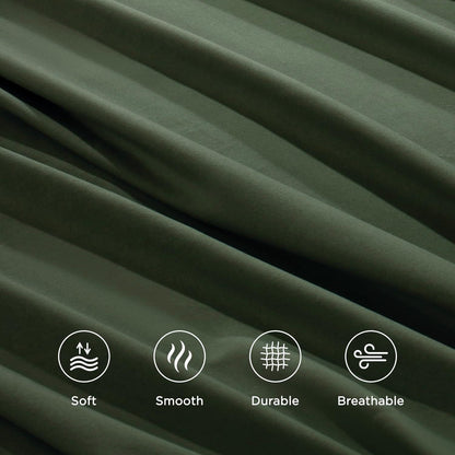 Hotel Quality Fitted Sheet - 1 Piece Fitted Sheet  -Breathable Bedding - Wrinkle, Fade, Stain Resistant- 16inch/40cm Deep Pocket Fitted Bed Sheet-Wrinkle and Fade Resistant,(Olive green,King)