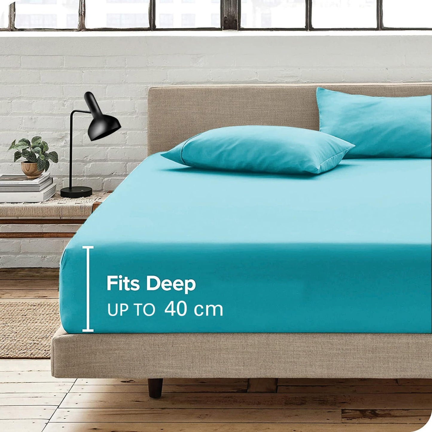 Hotel Quality Fitted Sheet - 1 Piece Fitted Sheet  -Breathable Bedding - Wrinkle, Fade, Stain Resistant- 16inch/40cm Deep Pocket Fitted Bed Sheet-Wrinkle and Fade Resistant,(Ice blue,King Single)