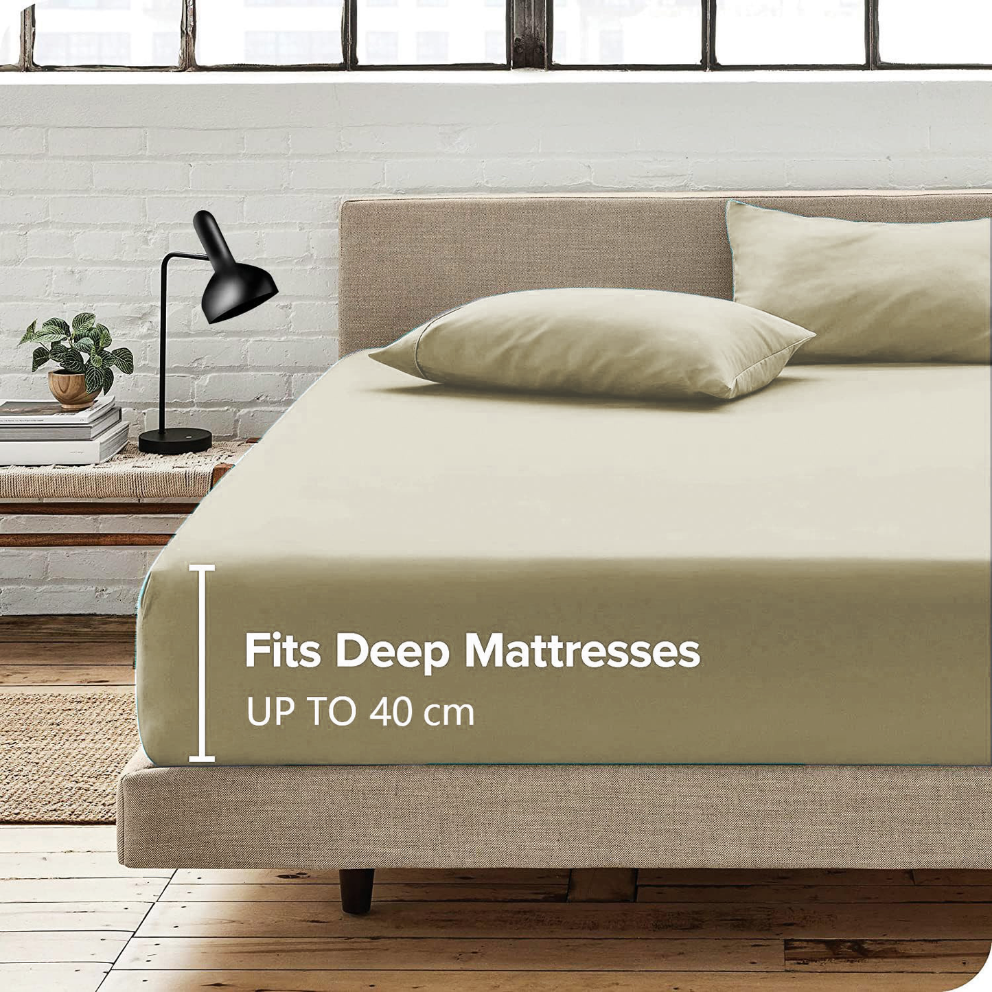 Hotel Quality Fitted Sheet - 1 Piece Fitted Sheet  -Breathable Bedding - Wrinkle, Fade, Stain Resistant- 16inch/40cm Deep Pocket Fitted Bed Sheet-Wrinkle and Fade Resistant,(Cream White,King Single)