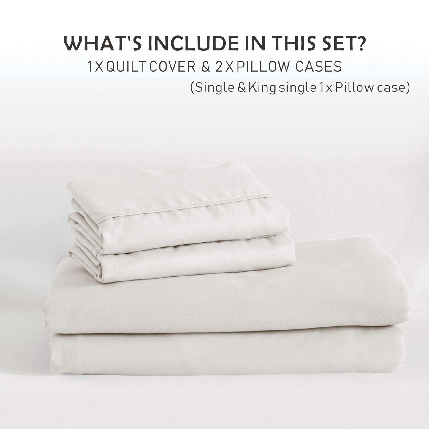 3 Piece Hotel Soft Microfiber Quilt Cover Set-2000TC Duvet/Donna Cover Set & Pillowcases -1 Quilt Cover Zipper Closure & 1 x Pillowcases-Breathable Bedding - Wrinkle, Fade, Stain Resistant(Raw white,Queen)
