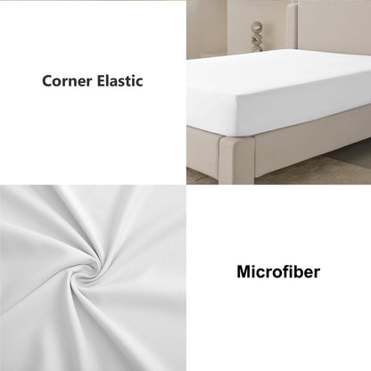 Hotel Quality Fitted Sheet - 1 Piece Fitted Sheet  -Breathable Bedding - Wrinkle, Fade, Stain Resistant- 16inch/40cm Deep Pocket Fitted Bed Sheet-Wrinkle and Fade Resistant,(White,Queen)