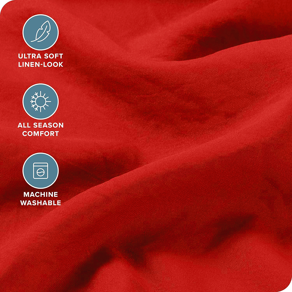 Hotel Quality Fitted Sheet - 1 Piece Fitted Sheet  -Breathable Bedding - Wrinkle, Fade, Stain Resistant- 16inch/40cm Deep Pocket Fitted Bed Sheet-Wrinkle and Fade Resistant,(Red,Queen)