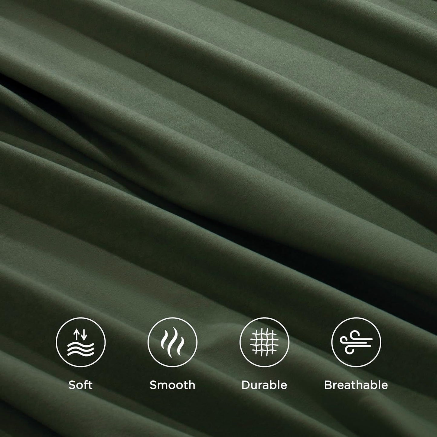 Hotel Quality Fitted Sheet - 1 Piece Fitted Sheet  -Breathable Bedding - Wrinkle, Fade, Stain Resistant- 16inch/40cm Deep Pocket Fitted Bed Sheet-Wrinkle and Fade Resistant,(Olive green,Queen)