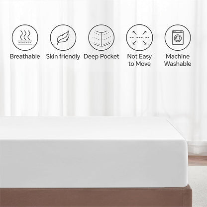 Hotel Quality Fitted Sheet - 1 Piece Fitted Sheet  -Breathable Bedding - Wrinkle, Fade, Stain Resistant- 16inch/40cm Deep Pocket Fitted Bed Sheet-Wrinkle and Fade Resistant,(White,Single)