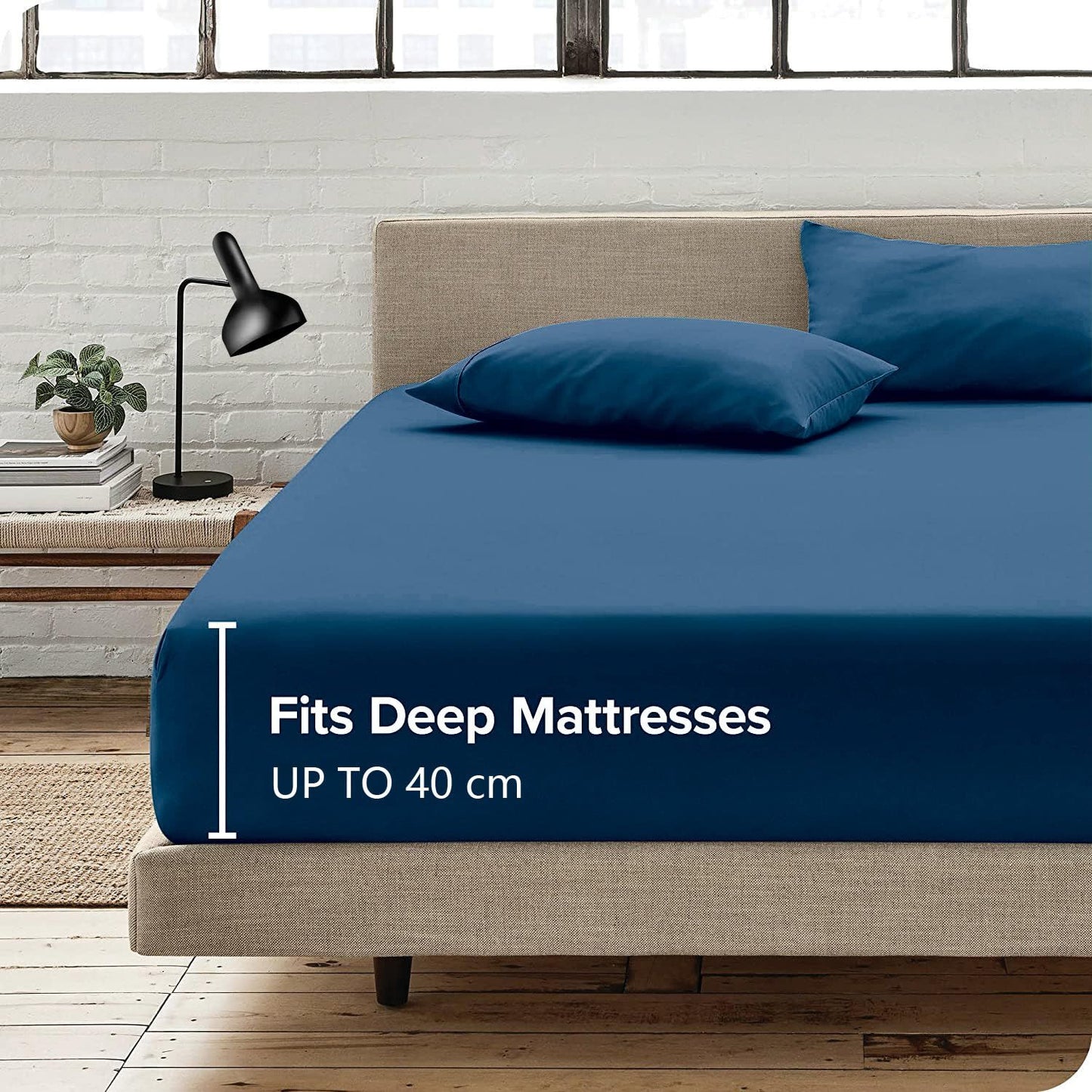 Hotel Quality Fitted Sheet - 1 Piece Fitted Sheet  -Breathable Bedding - Wrinkle, Fade, Stain Resistant- 16inch/40cm Deep Pocket Fitted Bed Sheet-Wrinkle and Fade Resistant,(Navy,Super King)