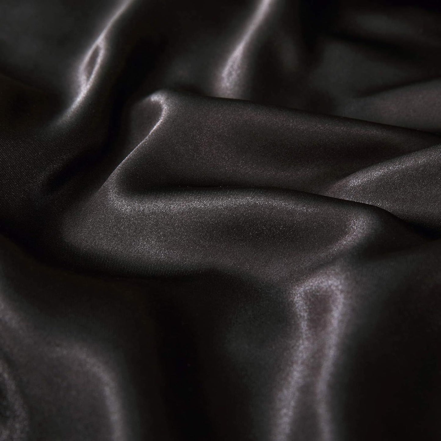 Satin Quilt cover Set Hotel 3 Pieces Quilt cover with Pillowcase, Art Silk Bedding Set-Luxury Soft Silky pillowcase for Hair and Skin, Similar to Silk Duvet/Donna Cover Set- 3 Pieces(Queen,Black)