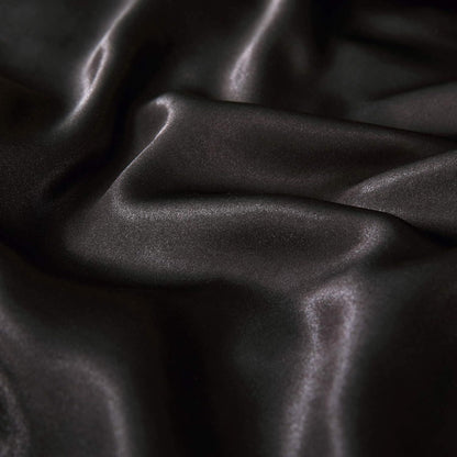 Satin Quilt cover Set Hotel 3 Pieces Quilt cover with Pillowcase, Art Silk Bedding Set-Luxury Soft Silky pillowcase for Hair and Skin, Similar to Silk Duvet/Donna Cover Set- 3 Pieces(Queen,Black)