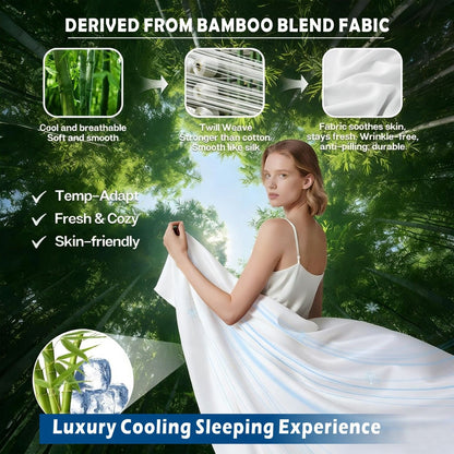 4 Piece Hotel Bamboo Cooling Sheet Set -Ultra Soft 2000TC Breathable Bed Sheets Set with 37 Centimetre Deep Pocket-Cooling Sheets for Hot Sleepers(White,King)